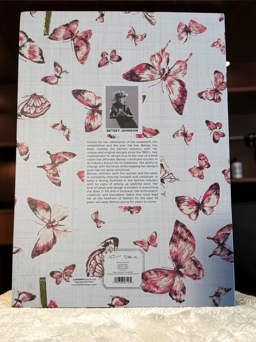 Betsey Johnson White & Pink Butterfly Padfolio with Pen
